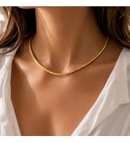 Alnis Atelier Gold Renk Hematit Doğal Taş Kadın Kolye – Minimal Kısa Kolye Choker Şık Zarif Tasarım