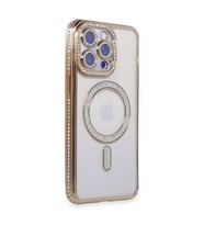 Apple İphone 14 Pro Kılıf Joke Simli Magneticsafe Kılıf - Gold