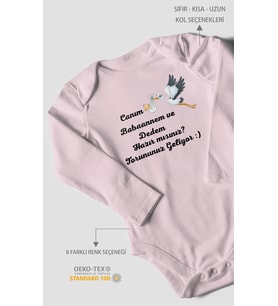 Canım Babannem ve Dedem Hazır Mısınız? Baskılı Bebek Zıbını – Çıtçıtlı Body  %100 Pamuk Uzun Kol (Bebek Pembesi)