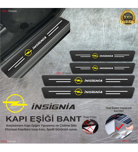 Opel İnsignia Logolu Karbon Kapı Eşiği Koruyucu Suni Deri 4'lü Set