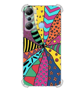 PrintiFy İnfinix Hot 20i Uyumlu Retro Color 4 Baskılı Şeffaf Köşe Korumalı Antişok Kılıf