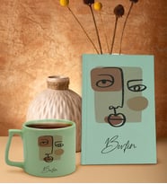 BK Gift Kişiye Özel İsimli Yeşil Sert Kapaklı Defter ve Middle Kupa Seti, Arkadaşa Hediye, Yeni İş Hediyesi, Doğum Günü Hediyesi (Model 1)