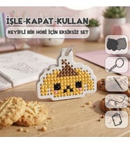 Etamina Bereli Sarı Köpek -Pompompurin- Kanaviçe Anahtarlık Kiti (İşleme Hobi Seti)