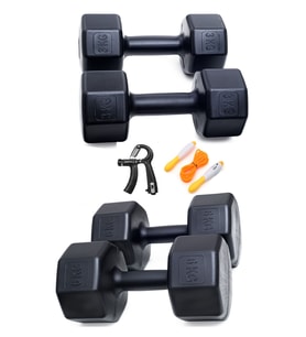 18 Kg Dambıl Set 6Kg X2 3Kg X2 SAYAÇLI AYARLANABİLİR EL YAYI + SAYAÇLI ATLAMA İPİ