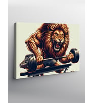 Kanvas Tablo Ağırlık Kaldıran Kaslı Aslan Gym Temalı
