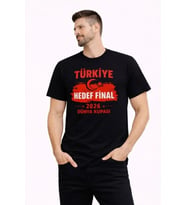 Erkek TÜRKİYE Baskılı Tişört Ay Yıldız 2026 Dünya Kupası Taraftar Forma T-Shirt - Siyah