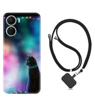 Vivo Y16 Kılıf Silikon Boyun Askılı İpli Desenli Silikon Window Cat 1787