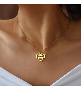 Kişiye Özel 925 Ayar Gümüş Arı Kolye (Gold)