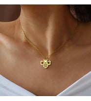 Kişiye Özel 925 Ayar Gümüş Arı Kolye (Gold)
