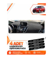 FORD C-MAX (2010-2014) DOUBLE EKRAN Uyumlu Ön Torpido Koruma Kılıfı Halısı - Siyah