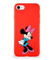Apple iPhone 8 Soft Premier Kapak Minnie Mouse-F Tasarımlı Silikon Kılıf - Kırmızı (Şeffaf)