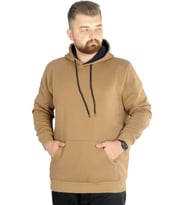 Mode XL Erkek Sweatshirt Kapşonlu Pocket Basic 20562 Sütlükahve