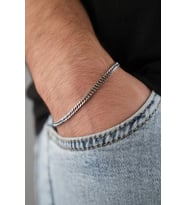 İnce Yassı Sık Zincirli Spor Erkek Çelik Zincir Bileklik 3mm 21cm eck13b (Gümüş)