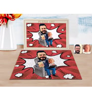 BK Gift Kişiye Özel Baba Oğul Karikatürlü 1000 Parça Profesyonel Puzzle-1
