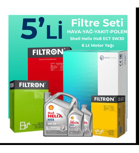 Filtron Volvo S60 2.0 Dizel Filtre Bakım Seti Shell Motor Yağlı (2011-2014) 5 Li