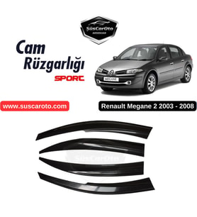 Renault Megane 2 2003-2008 Uyumlu Mugen Cam Rüzgarlığı Seti Piano Black 4'lü İthal