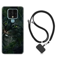 Tecno Camon 16 18P Pova Kılıf Boyun Askılı Silikon Flowers Cat 1345