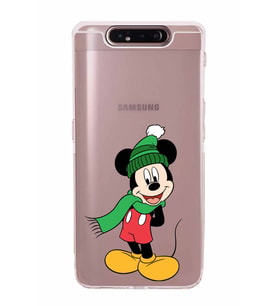 Samsung Galaxy A80  Kamera Korumalı  Kapak Mickey Mouse Tasarımlı  Şeffaf Kılıf