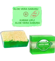 2'li Set Doğal Kabak Lifli Aloe Vera Sabunu ve Lifsiz Aloe Vera Sabunu