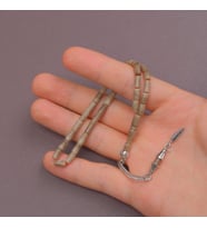 Uçak Camı Kesme Kesim Alpaka Püsküllü 4x8mm Tesbih - Sütlü Kahve