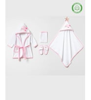 Balinalı Bornoz Takımı (1-2 Yaş) (Beyaz-Pembe)