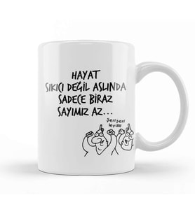 Karikatür Hayat Sıkıcı Değil Aslında Sadece Biraz Sayımız Az Kupa Bardak Porselen