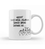 Karikatür Hayat Sıkıcı Değil Aslında Sadece Biraz Sayımız Az Kupa Bardak Porselen