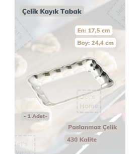 Köşeli Kayık Tabak 24,4 cm Paslanmaz Çelik Tabak