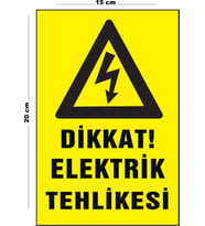 Metal Dikkat Elektrik Tehlikesi 15 Cm x 20 Cm Uyarı Levhası Yönlendirme Tabelası