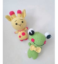 Minik Kurbağa ve Minik Zürafa Amigurumi Organik Oyuncak