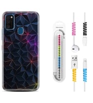 Samsung M21 M22 M23 M30 M31S M32 Kılıf Kablo Koruma Spiral Silikon Renkli Prizmalar 1783