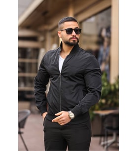 Erkek Bomber Mevsimlik Süet Ceket (Siyah)