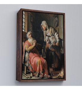 Çerçeveli Rembrandt - Tobit ve Anna Çocuk ile Birlikte Tablo (Beyaz)