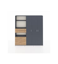 Arges Dolap 12 Raflı 4 Çekmeceli Tek Askılı 220x30x243 Antrasit-Antrasit/Çam