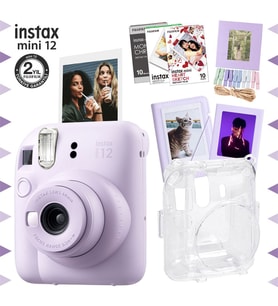 Instax mini 12 Lila Fotoğraf Makinesi-30'lu Film-Albüm-Mandal-Çerçeve ve Kılıf Mega Set 3