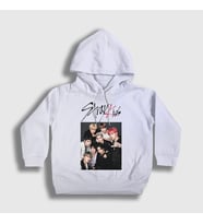 Presmono Unisex Çocuk Beyaz Band Stray Kids Kapüşonlu Sweatshirt 122541tt (Beyaz)