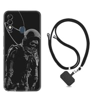 Tecno Spark 8T Kılıf Silikon Boyun Askılı İpli Desenli Silikon İskelet Astronot 1613