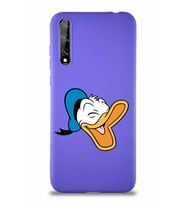 Huawei P Smart S Soft Premier Kapak Donald Duck-E Tasarımlı Silikon Kılıf - Mor (Şeffaf)