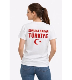 TÜRKİYE Ay Yıldız Baskılı Taraftar Forma T-Shirt - Beyaz