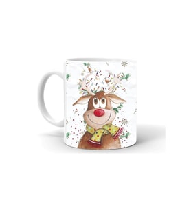 Yılbaşı Noel Temalı Baskılı Seramik Beyaz Kupa