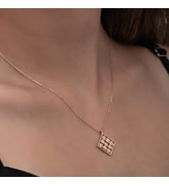 Rose Dörtgen Zirkon Taşlı 925 Ayar Gümüş Kadın Kolye