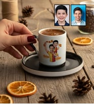 Kişiye Özel Karikatürlü Sarı Kırmızı Taraftar Baba Oğul Türk Kahvesi Fincanı Babalar Günü Hediyesi