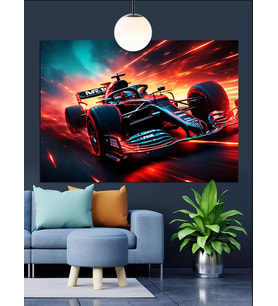 Kırmızı Formula 1 Araba Hızı Dekoratif Kanvas - Mdf Ahşap Tablo