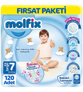 Molfix 7 Beden Bebek Bezi Fırsat Paketi 30x4 120 Adet