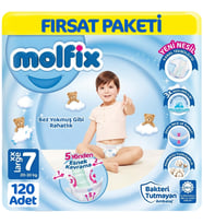 Molfix 7 Beden Bebek Bezi Fırsat Paketi 30x4 120 Adet