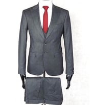 Jan Carlucci Slim Fit Sivri Yaka-Çift Yırtmaç Koyu Gri Drop 6 Yelekli Takım Elbise