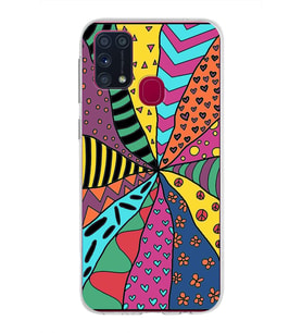 PrintiFy Samsung Galaxy M31 ile Uyumlu 1mm Slim Fit Retro Colors 4 Baskılı Şeffaf  Kılıf