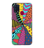 PrintiFy Samsung Galaxy M31 ile Uyumlu 1mm Slim Fit Retro Colors 4 Baskılı Şeffaf  Kılıf