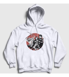Presmono Unisex Beyaz Team Anime Demon Slayer Kimetsu No Yaiba Kapüşonlu Sweatshirt 309097tt