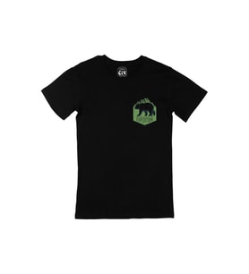 Mountain Expedition Cep Logo Tasarımlı Siyah Tişört
